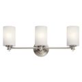 Product Image of Joelson 24" 3 Light Vanity Light w/ Satin Etched Cased Opal and Clear Glass Accent Glass (Brushed Nickel)