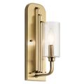 Product Image of Kimrose 1 Light Wall Sconce w/ Clear Fluted Glass in Brushed (Natural Brass)