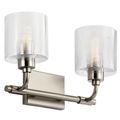 Product Image of Harvan 15" 2 Light Vanity Light w/ Clear Ribbed Glass Satin Nickel