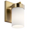 Product Image of Ciona 9" 1 Light Wall Sconce w/ Round Ribbed Glass Brushed (Natural Brass)