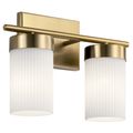 Product Image of Ciona 14.5" 2 Light Vanity Light with Round Ribbed Glass Brushed (Natural Brass)