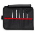Product Image of 5 Piece Premium Stainless Steel Tweezer Set w/ Tool Roll