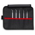 Product Image of 5 Piece Stainless Steel Precision Tweezers Set w/ Tool Roll