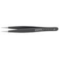 Product Image of 5-1/4" Stainless Steel Gripping Tweezers w/ ESD Coating, Needle-Point Tips