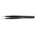 Product Image of 4-1/2" Stainless Steel Gripping Tweezers w/ ESD Coating, Needle-Point Tips