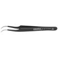 Product Image of 4-3/4" Stainless Steel Gripping Tweezers w/ ESD Coating, Needle-Point Tips, 35-Degree Angle