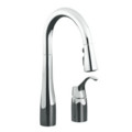 Product Image of Simplice Single-Control Remote Valve Secondary Pull-Down Spray Kitchen Sink Faucet - Polished Chrome Finish, K-649-CP
