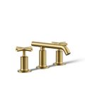 Product Image of Widespread Bathroom Sink Faucet w/ Cross Handles, 1.2 GPM (Vibrant Brushed Moderne Brass), K-14410-3-2MB
