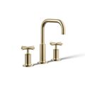 Product Image of Purist Widespread Bathroom Faucet w/ Cross Handles, 1.2 Gpm (French Gold), K-14406-3-AF