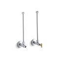 Product Image of Pair 1/2" Npt Angle Supplies w/ Loose-Key Stop, Annealed Vertical Tube (Polished Chrome), K-7608-CP