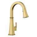 Product Image of Riff Pull-Down Kitchen Sink Faucet w/ Three-Function Sprayhead (Vibrant Brushed Moderne Brass), K-23830-2MB