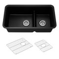 Product Image of Cairn Smart Divide 33-1/2" Undermount Double-Bowl Kitchen Sink (Matte Black), K-27786-CM1