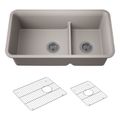 Product Image of Cairn Smart Divide 33-1/2" Undermount Double-Bowl Kitchen Sink (Matte Taupe), K-27786-CM3