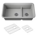 Product Image of Cairn Smart Divide 33-1/2" Undermount Double-Bowl Kitchen Sink (Matte Grey), K-27786-CM4