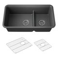 Product Image of Cairn Smart Divide 33-1/2" Undermount Double-Bowl Kitchen Sink (Matte Graphite), K-27786-CM7