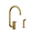 Product Image of Components Single-Handle Kitchen Sink Faucet w/ Two-Function Extended-Reach Spout And Side Sprayer (Vibrant Brushed Moderne Brass), K-28272-2MB