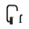 Product Image of Components Single-Handle Kitchen Sink Faucet w/ Two-Function Extended-Reach Spout And Side Sprayer (Matte Black w/ Brushed Moderne Brass), K-28274-BMB