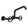 Product Image of Billet Two-Hole Wall-Mount Bridge Kitchen Sink Faucet (Matte Black), K-28666-9-BL