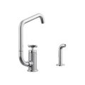 Product Image of Billet Single-Handle Bar Sink Faucet w/ Two-Function Extended-Reach Spout And Side Sprayer (Polished Chrome), K-28667-3-CP