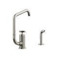 Product Image of Billet Single-Handle Bar Sink Faucet w/ Two-Function Extended-Reach Spout And Side Sprayer (Vibrant Polished Nickel), K-28667-3-SN