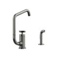 Product Image of Billet Single-Handle Bar Sink Faucet w/ Two-Function Extended-Reach Spout And Side Sprayer (Vibrant Titanium), K-28667-3-TT