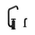 Product Image of Billet Single-Handle Bar Sink Faucet w/ Two-Function Extended-Reach Spout And Side Sprayer (Matte Black), K-28667-9-BL