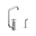 Product Image of Billet Single-Handle Bar Sink Faucet w/ Two-Function Extended-Reach Spout And Side Sprayer (Polished Chrome), K-28667-9-CP