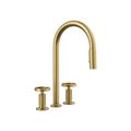 Product Image of Billet Pull-Down Kitchen Sink Faucet w/ Two-Function Sprayhead (Vibrant Brushed Moderne Brass), K-28671-9-2MB