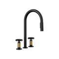 Product Image of Billet Pull-Down Kitchen Sink Faucet w/ Two-Function Sprayhead (Matte Black w/ Brushed Moderne Brass), K-28671-9-BMB