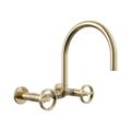 Product Image of Billet Two-Hole Wall-Mount Bridge Kitchen Sink Faucet (Vibrant French Gold), K-28672-9-AF