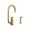 Product Image of Billet Single-Handle Bar Sink Faucet w/ Two-Function Extended-Reach Spout And Side Sprayer (Vibrant Brushed Moderne Brass), K-28675-3-2MB