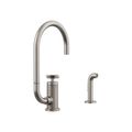 Product Image of Billet Single-Handle Bar Sink Faucet w/ Two-Function Extended-Reach Spout And Side Sprayer (Vibrant Stainless), K-28675-3-VS