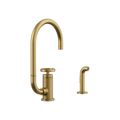 Product Image of Billet Single-Handle Bar Sink Faucet w/ Two-Function Extended-Reach Spout And Side Sprayer (Vibrant Brushed Moderne Brass), K-28675-9-2MB