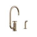 Product Image of Billet Single-Handle Bar Sink Faucet w/ Two-Function Extended-Reach Spout And Side Sprayer (Vibrant Brushed Bronze), K-28675-9-BV