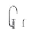 Product Image of Billet Single-Handle Bar Sink Faucet w/ Two-Function Extended-Reach Spout And Side Sprayer (Polished Chrome), K-28675-9-CP