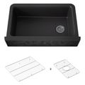 Product Image of Cairn 34" Undermount Single-Bowl Farmhouse Kitchen Sink w/ Faceted Design (Matte Black), K-29825-CM1