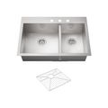 Product Image of Vault 33" Top-/Undermount Double-Bowl Kitchen Sink (Stainless Steel), K-3823-3-NA