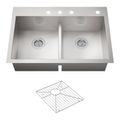 Product Image of Vault Smart Divide 33" Top-/Undermount Double-Bowl Kitchen Sink (Stainless Steel), K-3838-4-NA