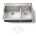 Product Image of Smart Divide 33" Top-/Undermount Double-Bowl Kitchen Sink (Stainless Steel), K-3839-4-NA