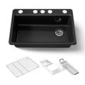 Product Image of 33" Undermount Single-Bowl Workstation Kitchen Sink (Black/Black), K-5871-5UA3-7
