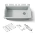 Product Image of 33" Undermount Single-Bowl Workstation Kitchen Sink (Ice Grey), K-5871-5UA3-95
