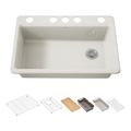 Product Image of Riverby 33" Undermount Single-Bowl Workstation Kitchen Sink (Biscuit), K-5871-5UPC-96