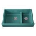 Product Image of Whitehaven Smart Divide 35-1/2" Undermount Double-Bowl Farmhouse Kitchen Sink w/ Short Apron (Teal), K-6426-17