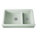 Product Image of Whitehaven Smart Divide 35-1/2" Undermount Double-Bowl Farmhouse Kitchen Sink w/ Short Apron (Aspen Green), K-6426-42