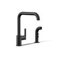 Product Image of Single-Handle Kitchen Sink Faucet w/ Side Sprayer (Matte Black), K-7508-BL