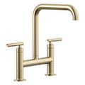 Product Image of Purist Two-Hole Bridge Kitchen Sink Faucet (Vibrant French Gold), K-7547-4-AF