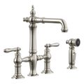 Product Image of Artifacts Three-Hole Bridge Bar Sink Faucet w/ Side Sprayer (Vibrant Polished Nickel), K-76520-4-SN