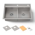 Product Image of Smart Divide 33" Top-/Undermount Double-Bowl Workstation Kitchen Sink (Stainless Steel), K-80085-2PC-NA