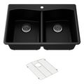 Product Image of Kennon 33" Top-/Undermount Double-Bowl Kitchen Sink (Matte Black), K-8185-1-CM1