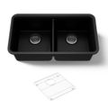 Product Image of 33-1/2" Undermount Double-Bowl Kitchen Sink (Matte Black), K-8199-CM1